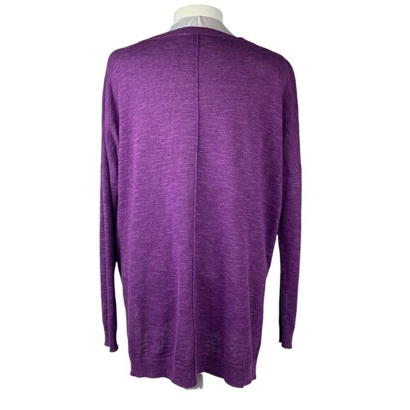 Eileen Fisher Women's XSmall V Neck Tunic Sweater Organic Linen Blend Purple - Picture 3 of 8